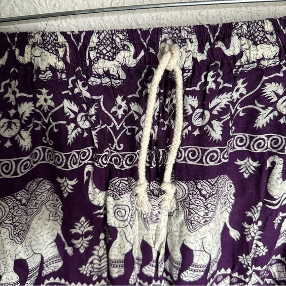 Elephant print stretchy waist drawstring pants - Picture 2 of 7